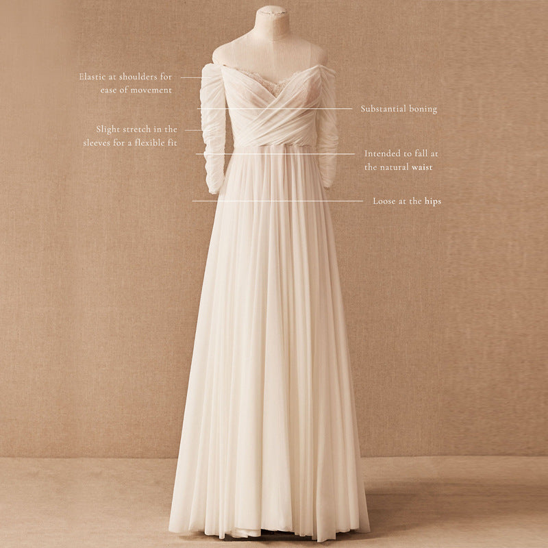 Vintage Off-Shoulder Outdoor Wedding Dress
