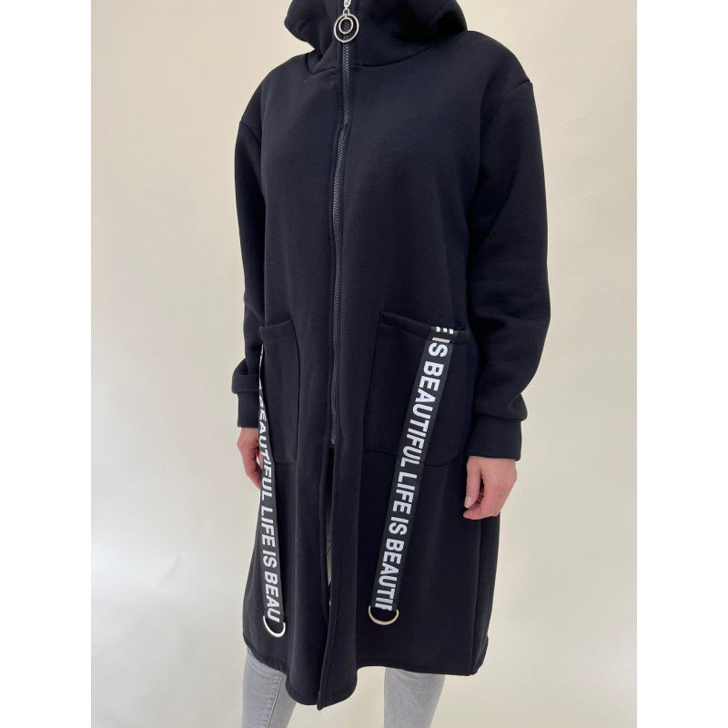 High Collar Hooded Sweatshirt Jacket with Chic Pockets