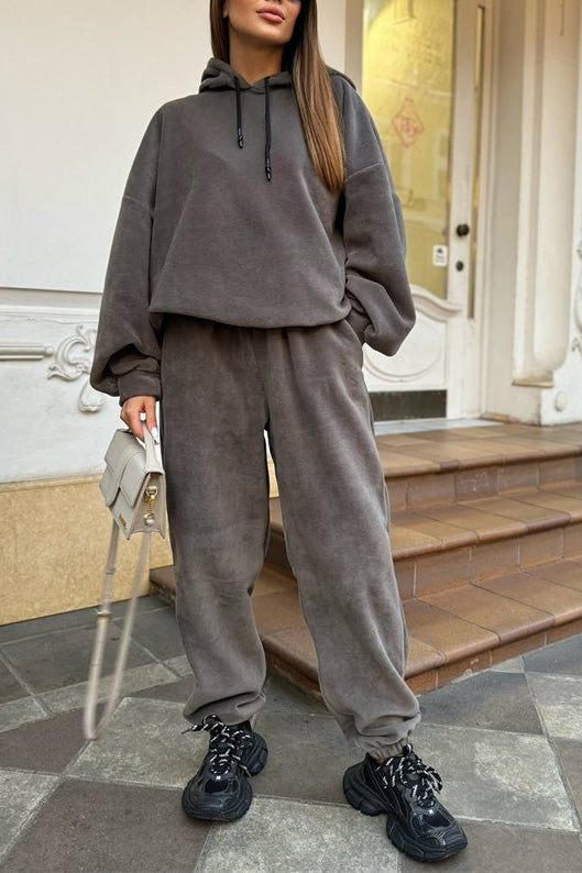 Cozy Campus Crew Polar Fleece Hoodie and Sweatpants Set