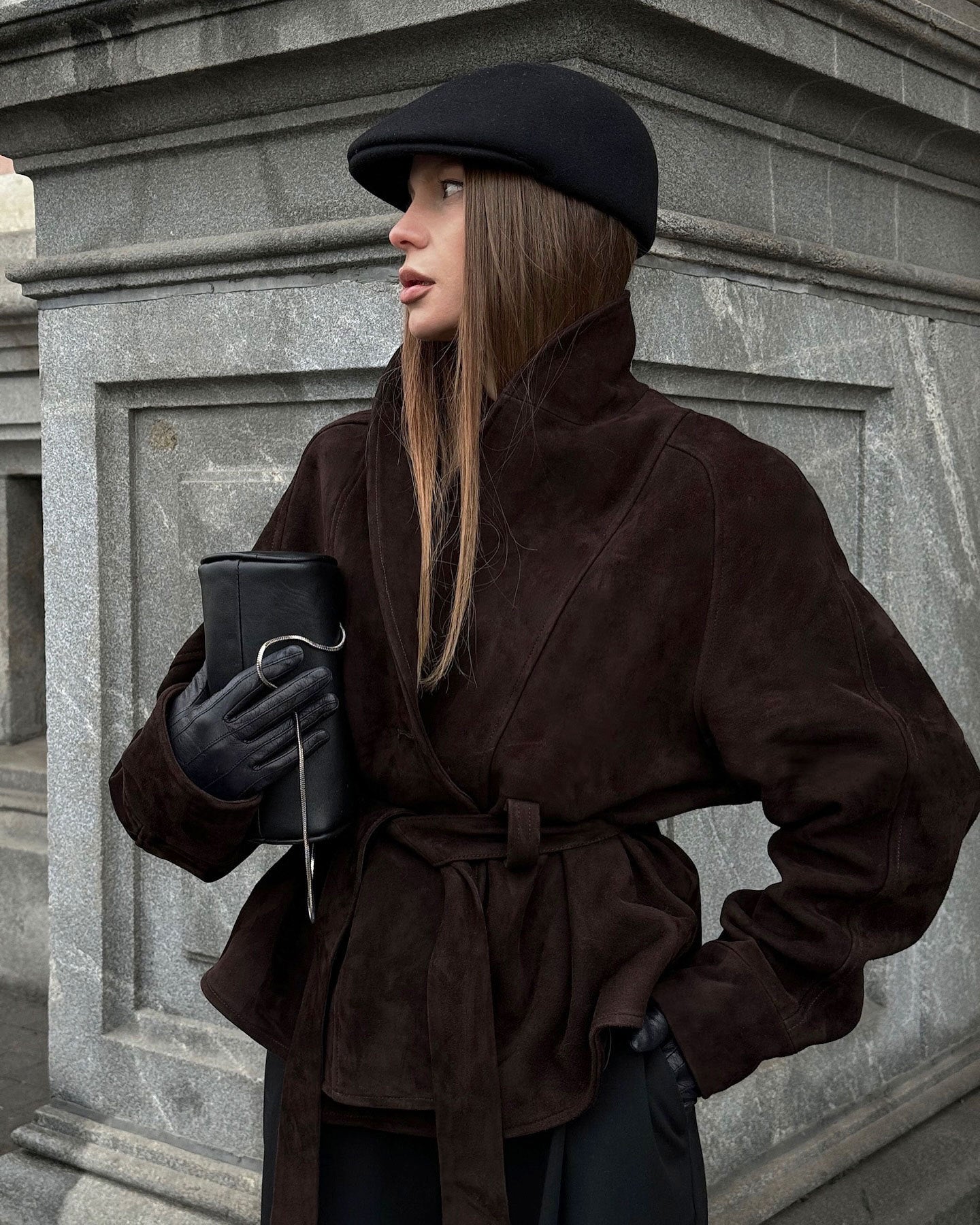 Chic Vintage Suede Long-Sleeved Nubuck Coat Jacket