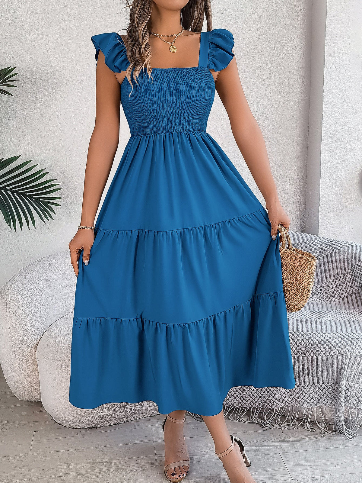 Embroidered Floral Off-Shoulder Ruffle Tiered Maxi Dress 4