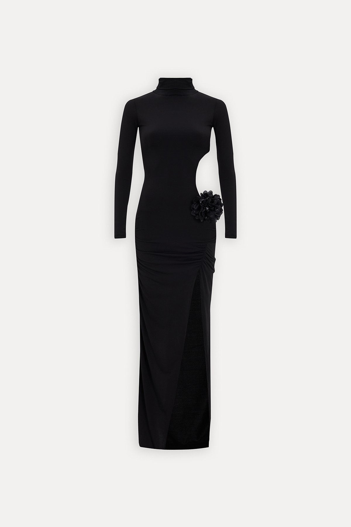 High Neck Long Sleeve Cut Out High Split Mermaid Gown - View 4