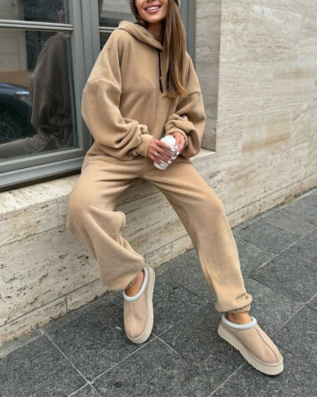 Cozy Campus Crew Polar Fleece Hoodie and Sweatpants Set