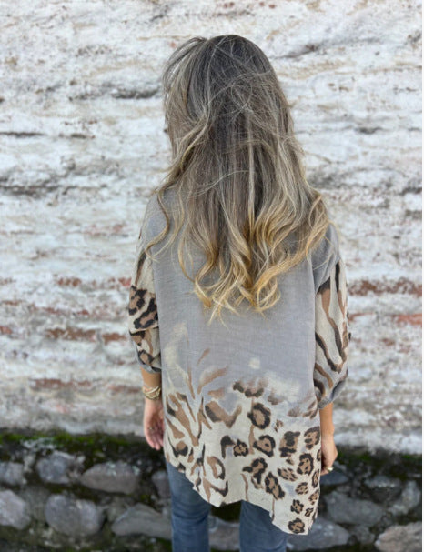 Vintage Gradient Leopard Print Shirt