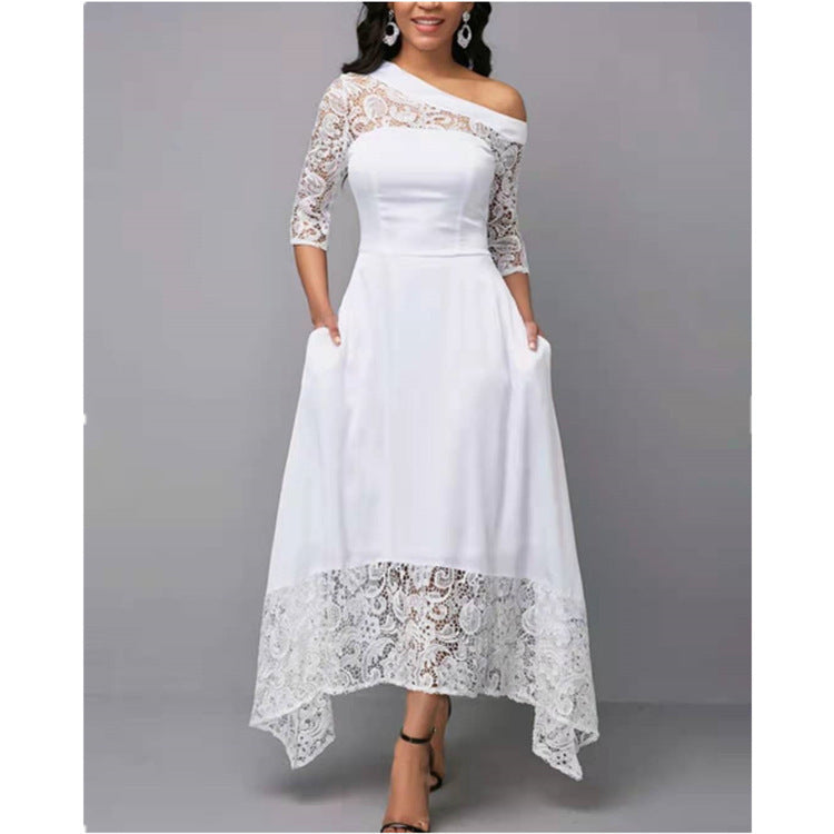 Overjoyed Pocketed Crochet Lace Maxi Dress - Marshmallow - Fashionpara