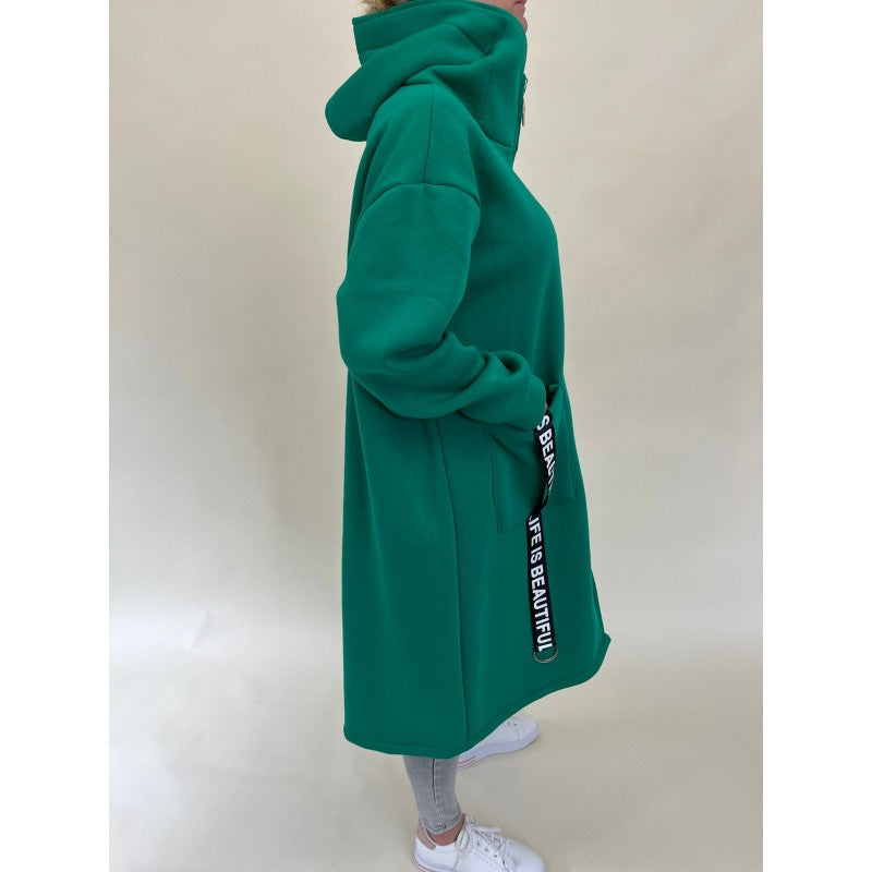 High Collar Hooded Sweatshirt Jacket with Chic Pockets