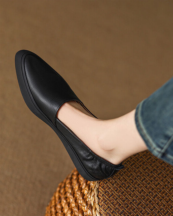 Vintage Pointed-toe Thick-soled Loafers - Fashionpara