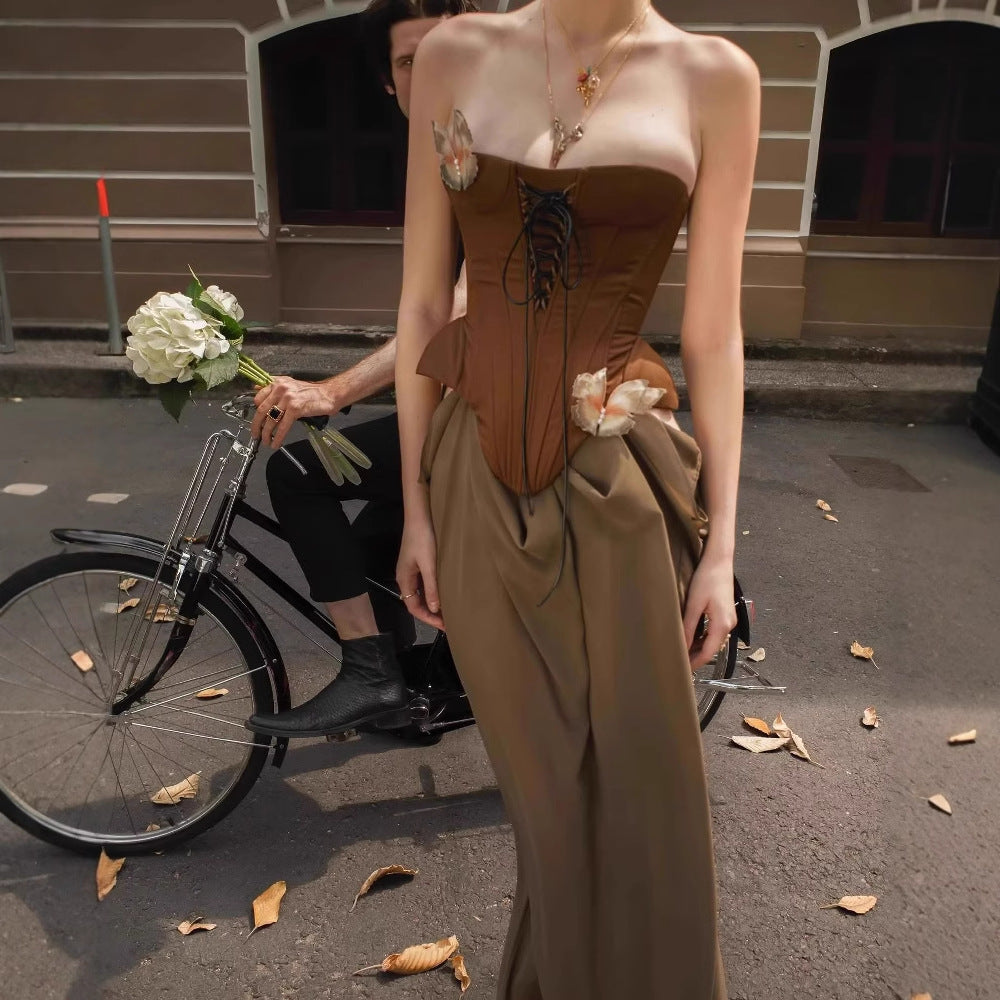 Strapless Corset Draped Gown 4
