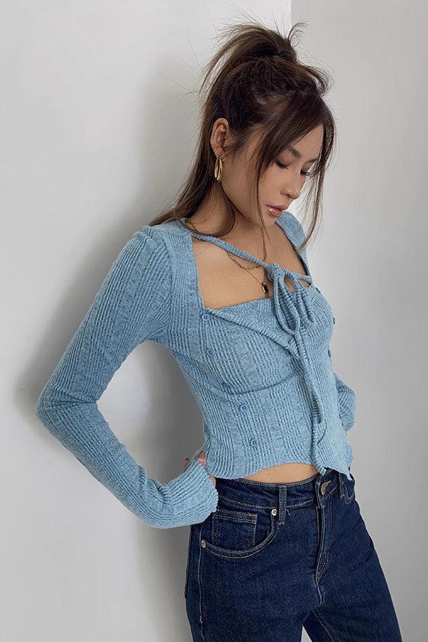 Asymmetrical Hem Rib-Knit Sweater Top for Effortless Style