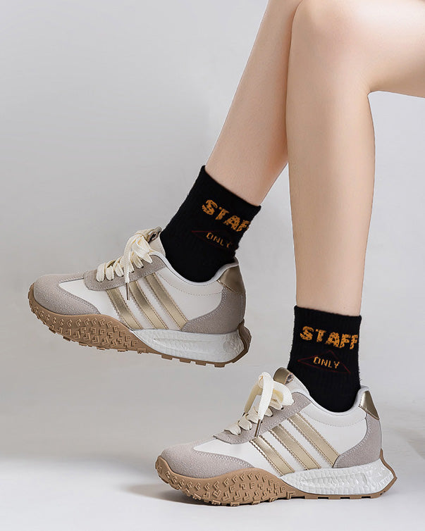 Foam Sole Hidden Wedge  Retro Running Sneakers