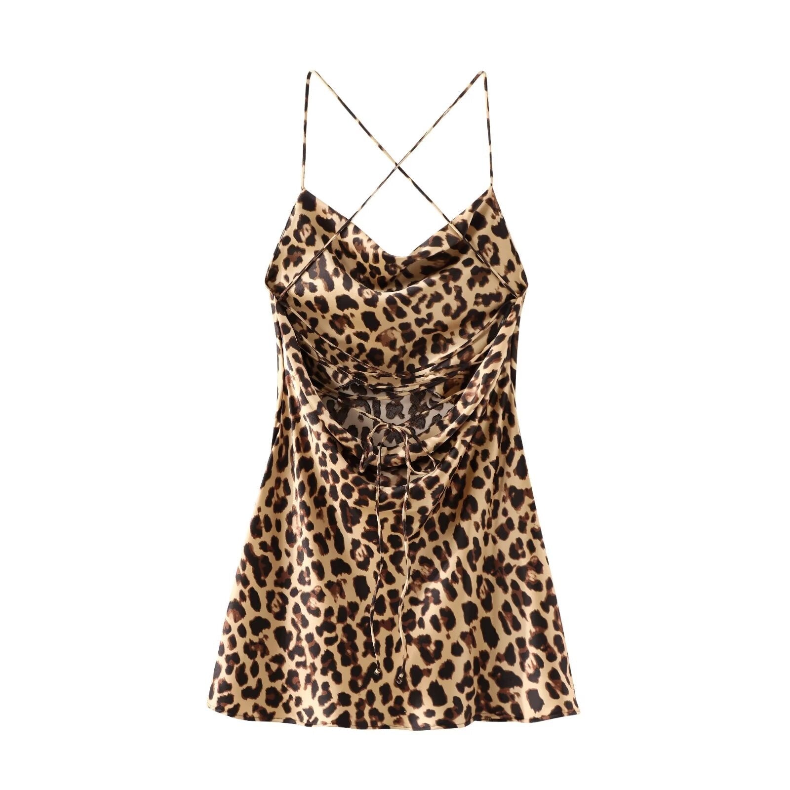 French Animal Print Silk-Satin Dress