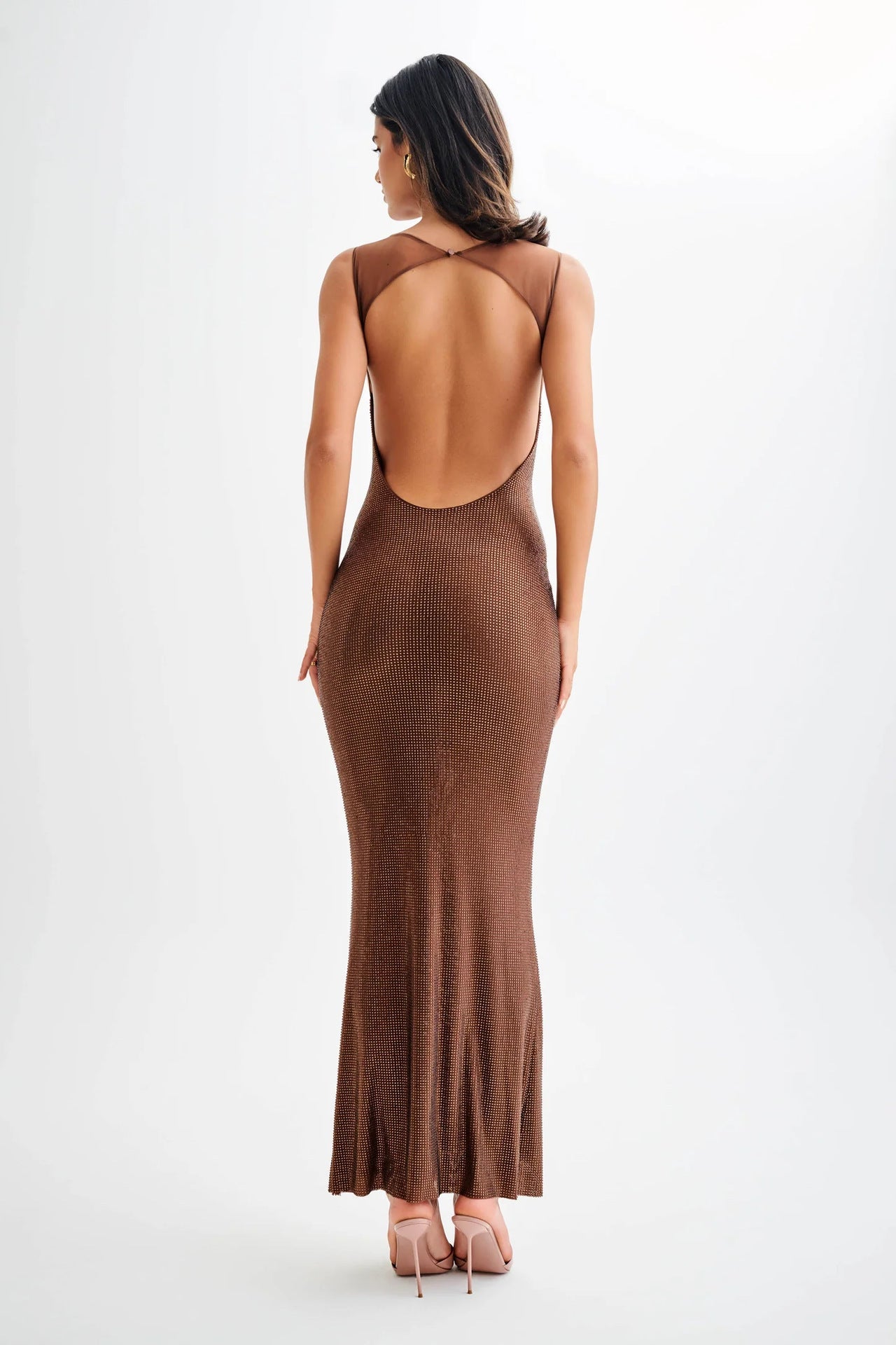 Hot Diamond Hip Skirt Open Back Dress