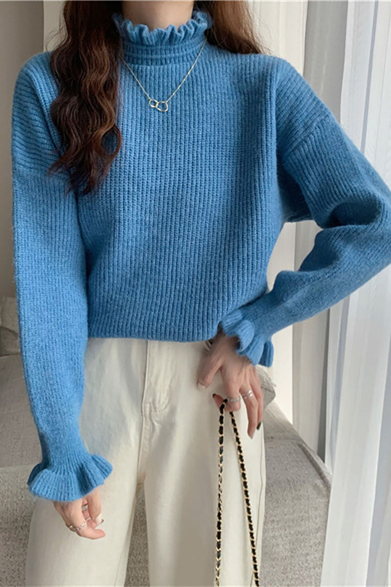 ShoptheCIC Ruffled Half Turtleneck Sweater for Chic Style