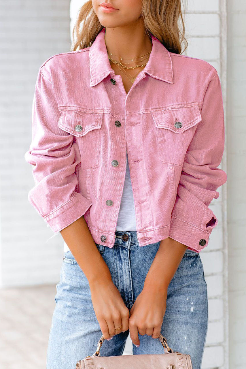 Classic Cropped Denim Coat for Effortless Style and Comfort