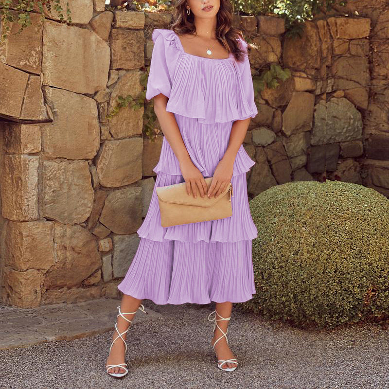 Inez Tiered Plisse Midi Dress - FINAL SALE