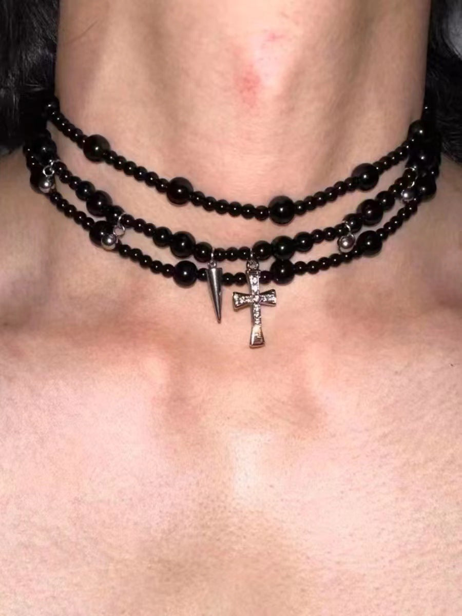 Dark Original Heavy Cross Gothic Necklace Black Halloween