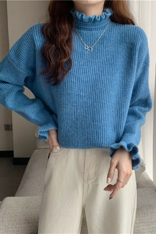 ShoptheCIC Ruffled Half Turtleneck Sweater for Chic Style