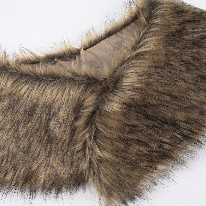 Faux-Fur Stole Off-Shoulder Ruched Bodycon Maxi Dress 15