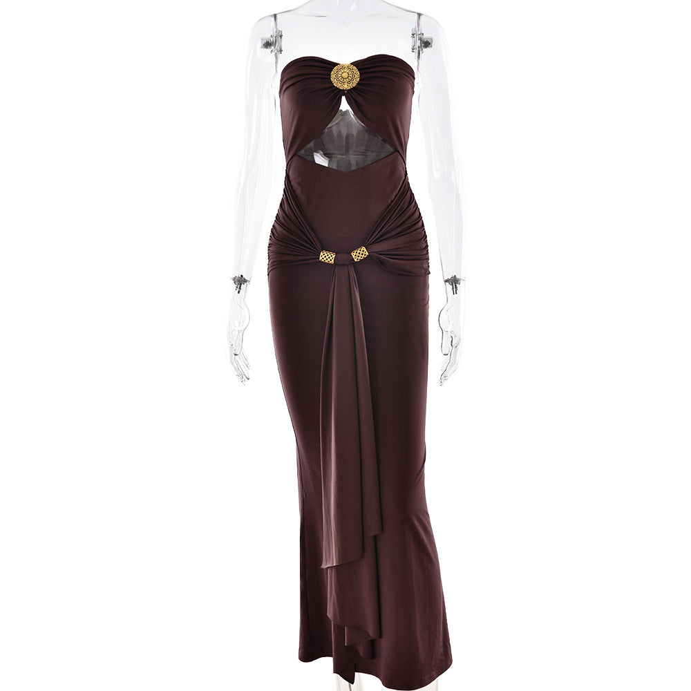 Lucian Maxi Dress-Brown