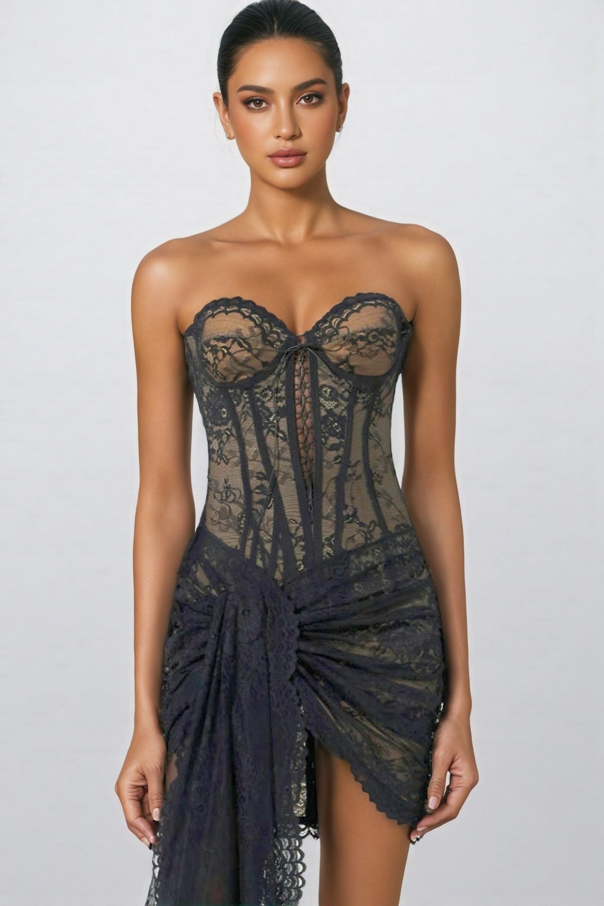 Barrs Sleeveless Strappy Lace Mini Dress