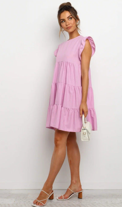 Ruffle Sleeve Tiered Babydoll Swing Mini Dress 7