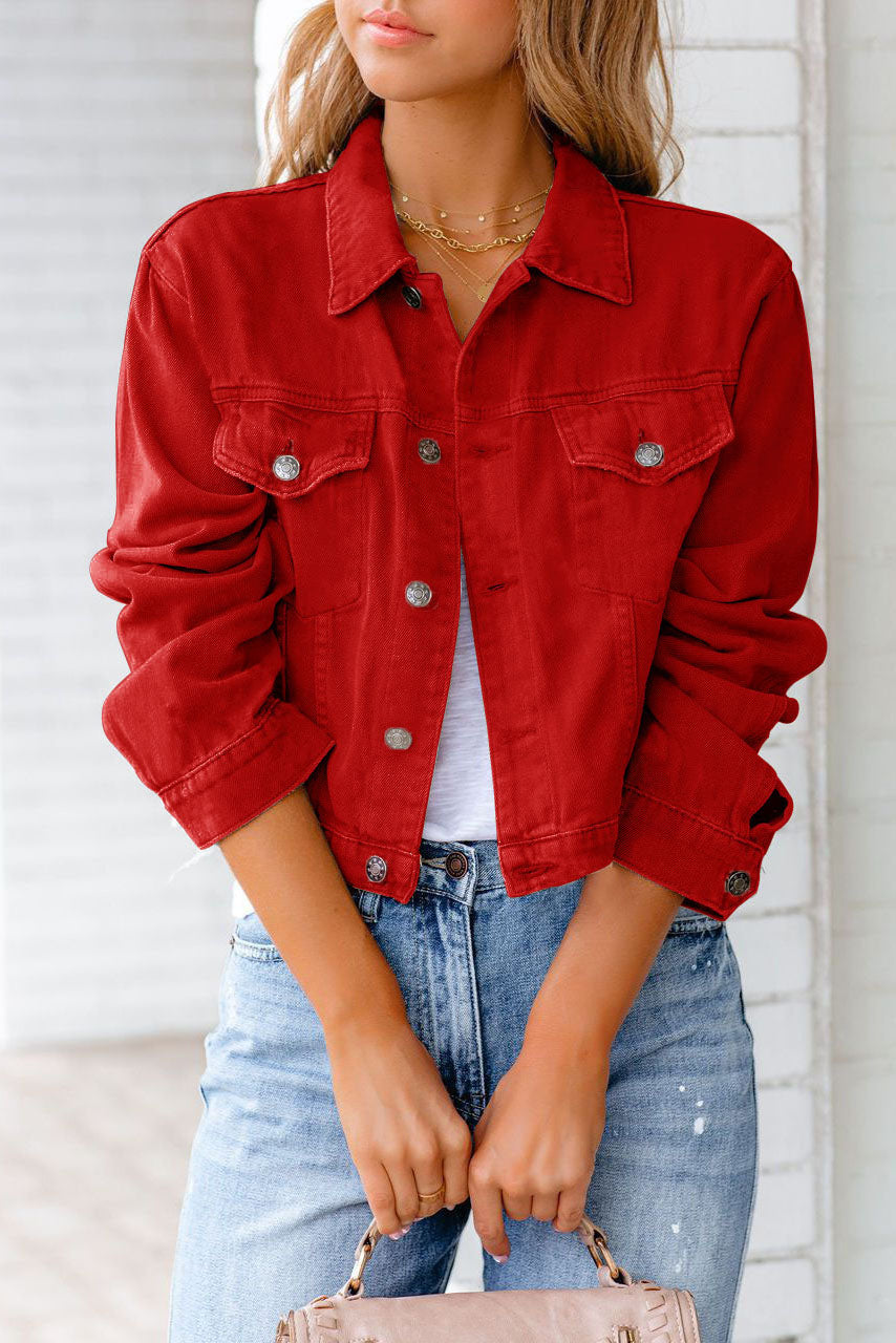 Classic Cropped Denim Coat for Effortless Style and Comfort