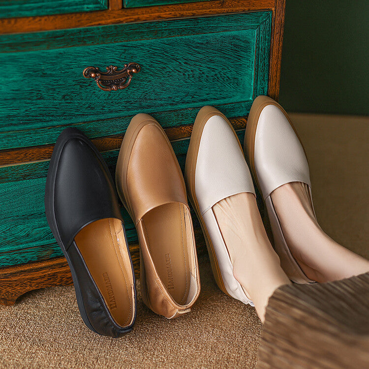 Vintage Pointed-toe Thick-soled Loafers