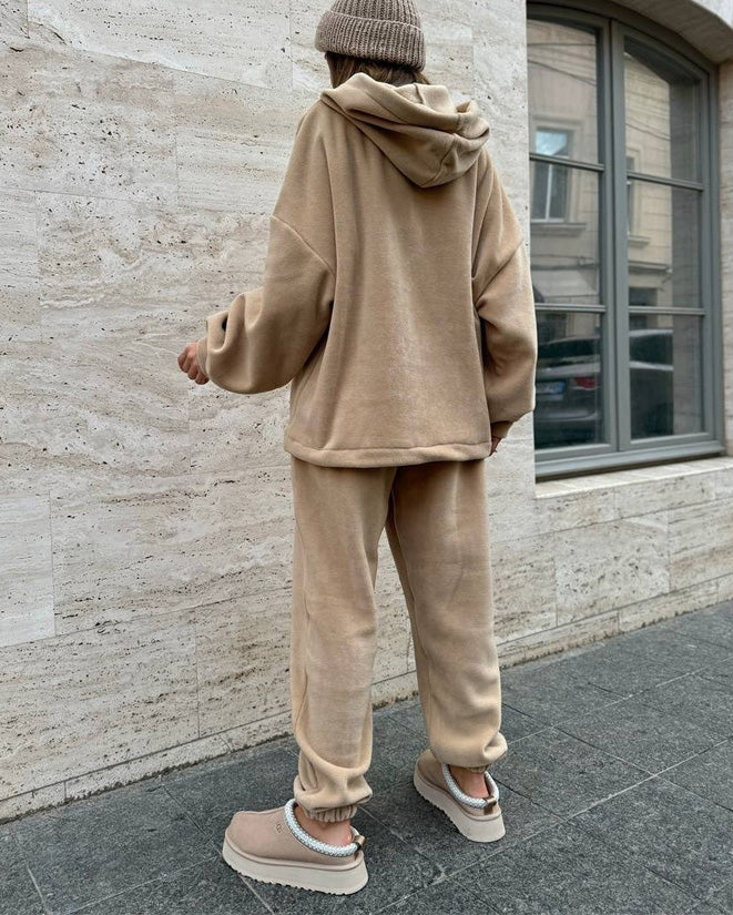 Cozy Campus Crew Polar Fleece Hoodie and Sweatpants Set