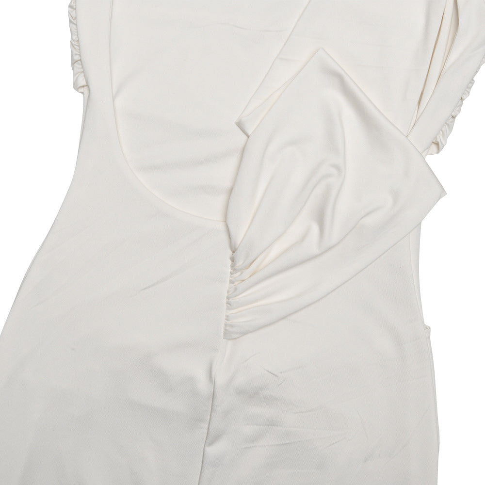 Ruched Boat Neck Draped Side-Slit Column Maxi Gown 11