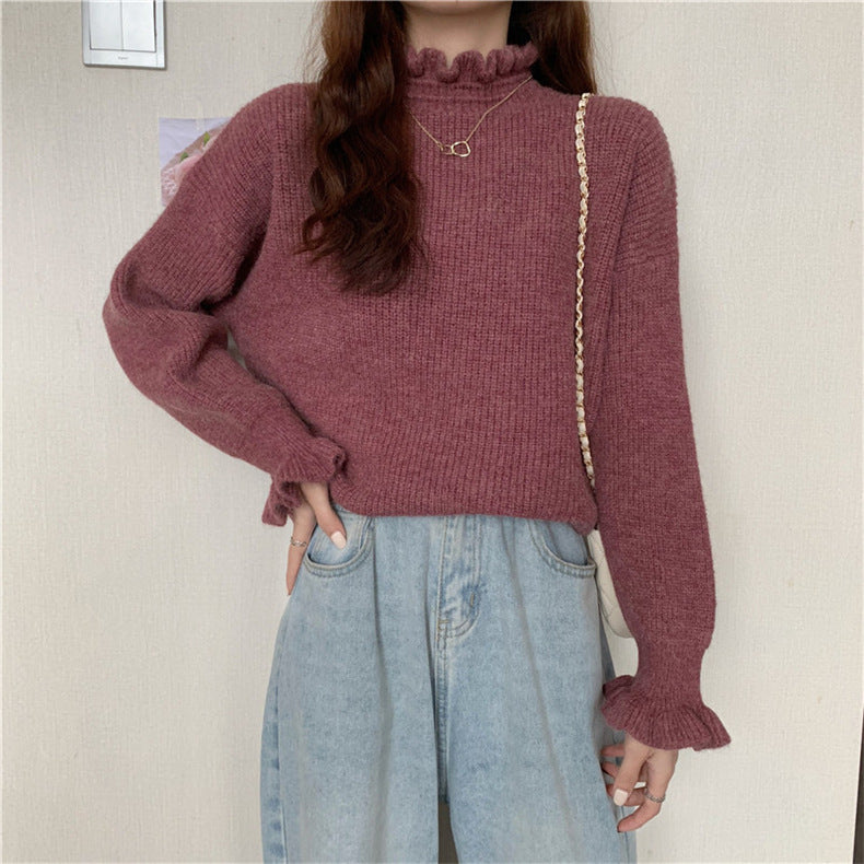 ShoptheCIC Ruffled Half Turtleneck Sweater for Chic Style