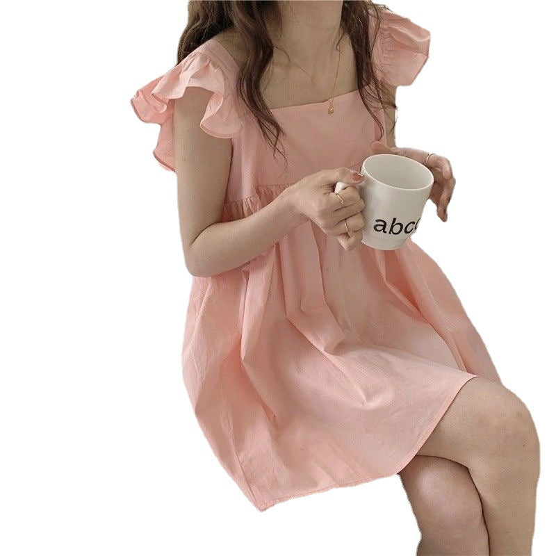 Square Neck Puff Sleeve Babydoll Mini Dress