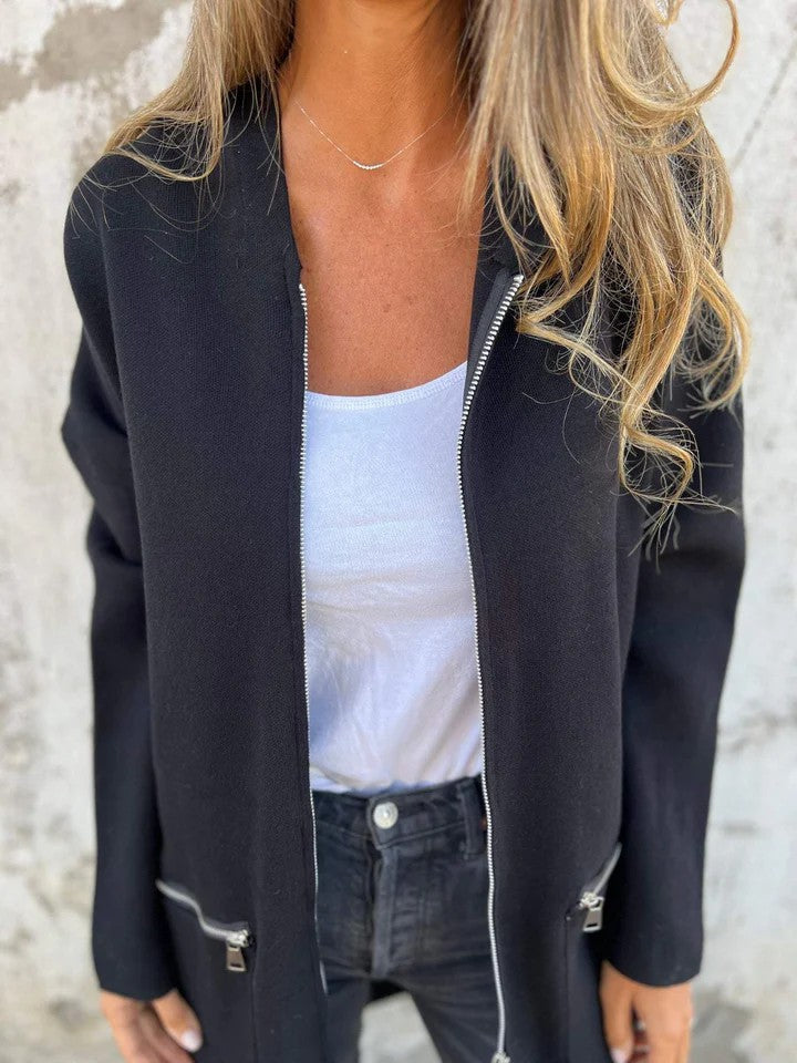 ShoptheCIC Solid Color Zip-Up Hooded Jacket for All Seasons