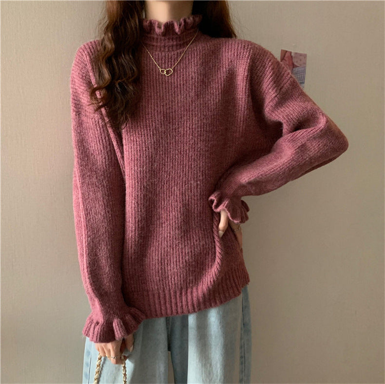 ShoptheCIC Ruffled Half Turtleneck Sweater for Chic Style