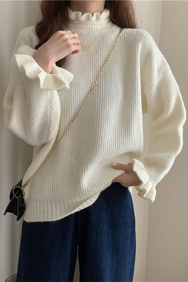 ShoptheCIC Ruffled Half Turtleneck Sweater for Chic Style