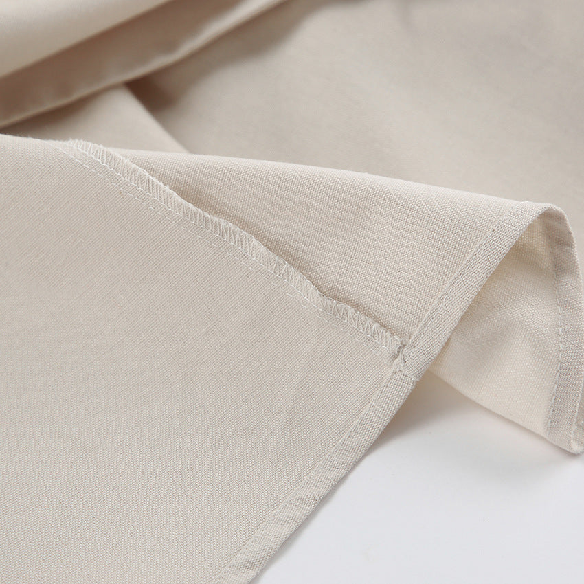 Linen V-Neck Button-Front Puff-Sleeve Midi Dress 21