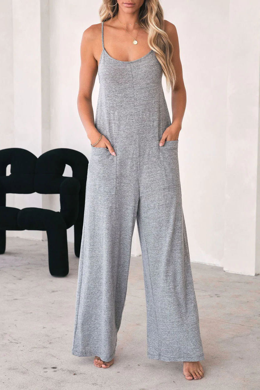 Run Away With Me Gray Jumpsuit - Fashionpara