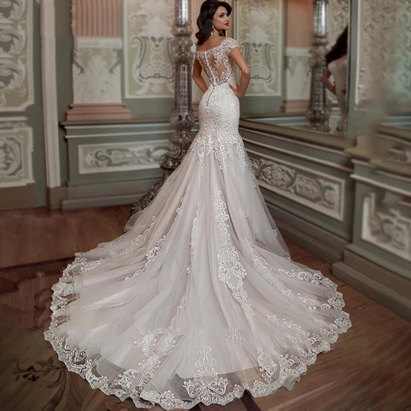Off-Shoulder Lace Mermaid Wedding Dress