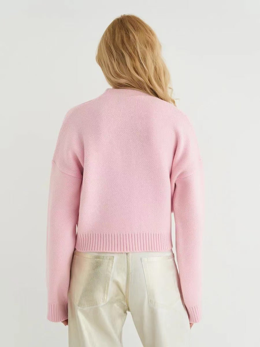 Chic Solid Color V-Neck Loose Knit Cardigan for All Seasons - Fashionpara