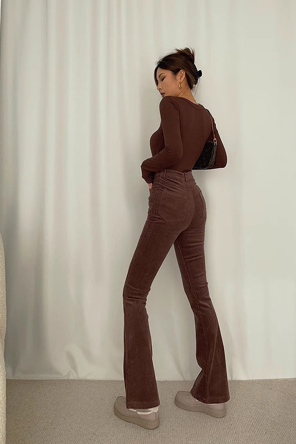 Nature High Waist Slant Pocket Flared Leg Pants