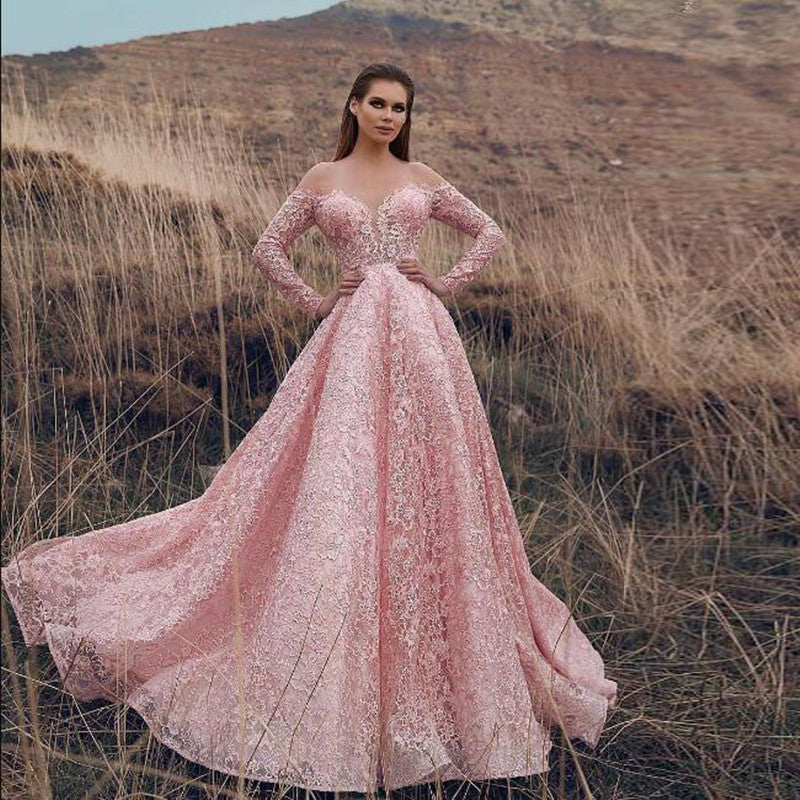 Lace Cut Out Strapless Formal Dress