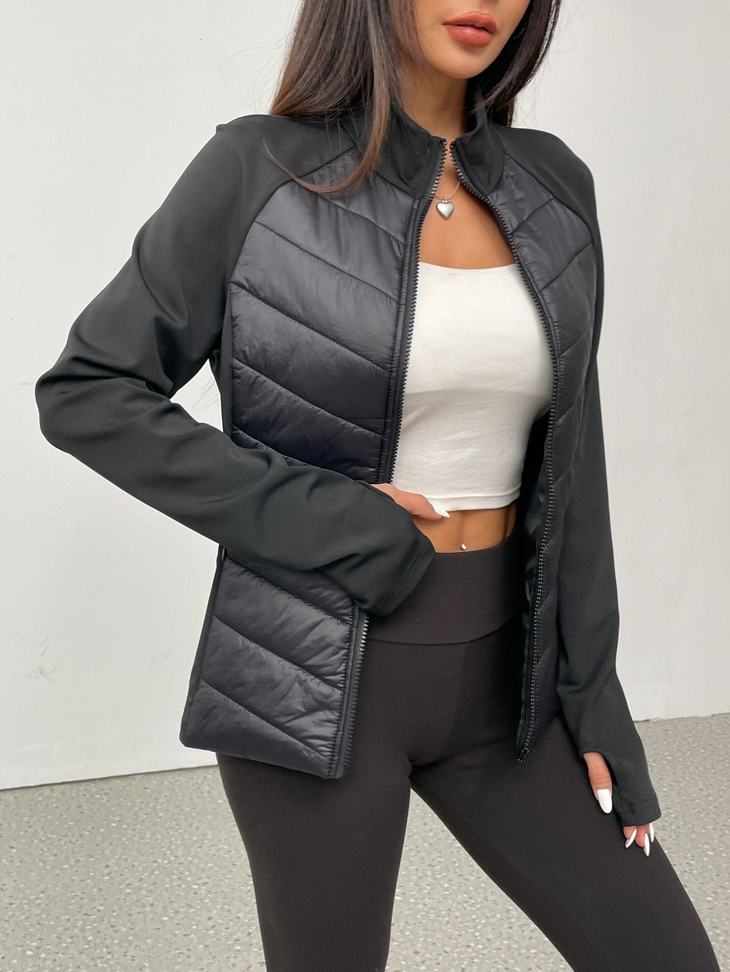 Elevate Your Style with Black Slim Patchwork Cotton Coat