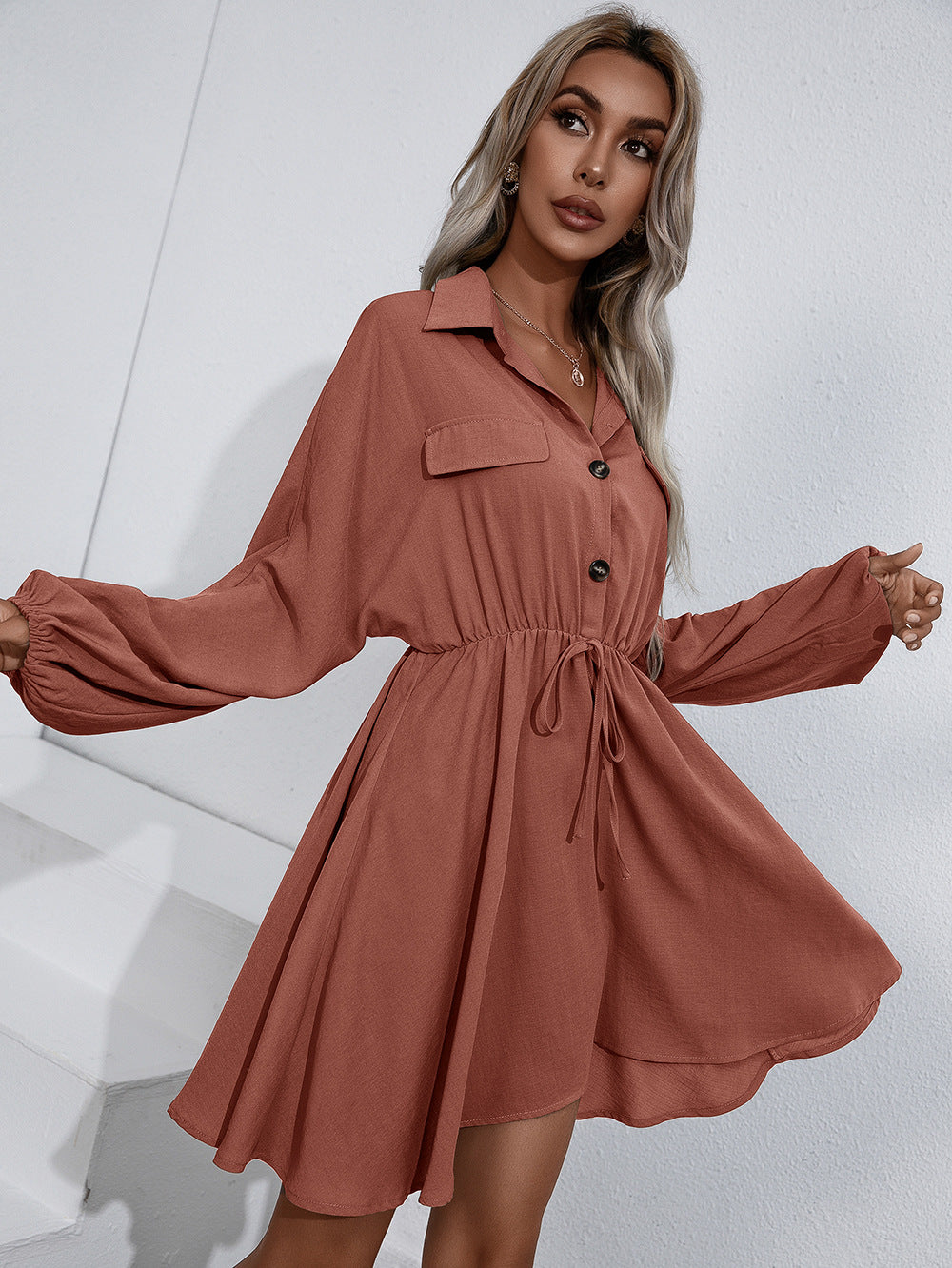 Remy Cotton Pocketed Shirt Dress - Wine - FINAL SALE 2