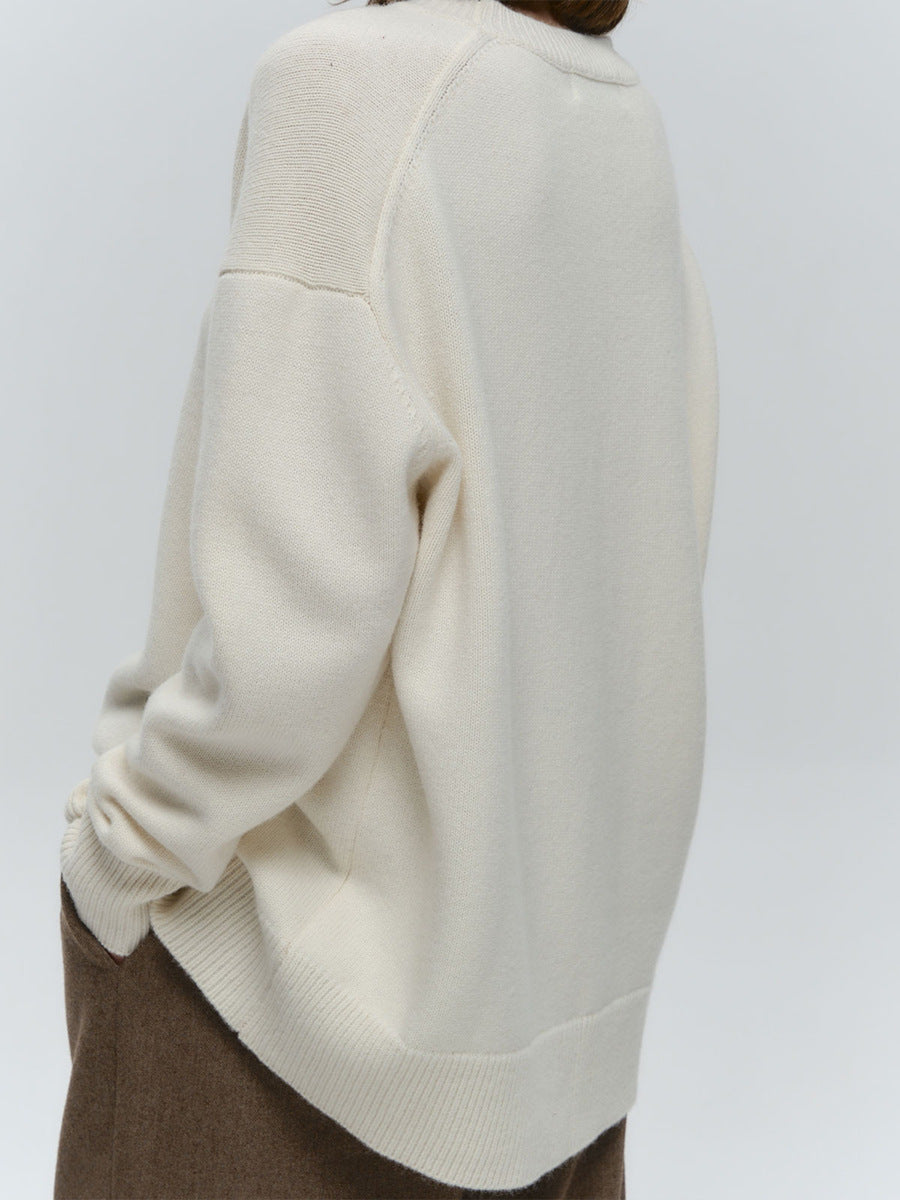ShoptheCIC Classic Solid Color Knitted Pullover Sweater