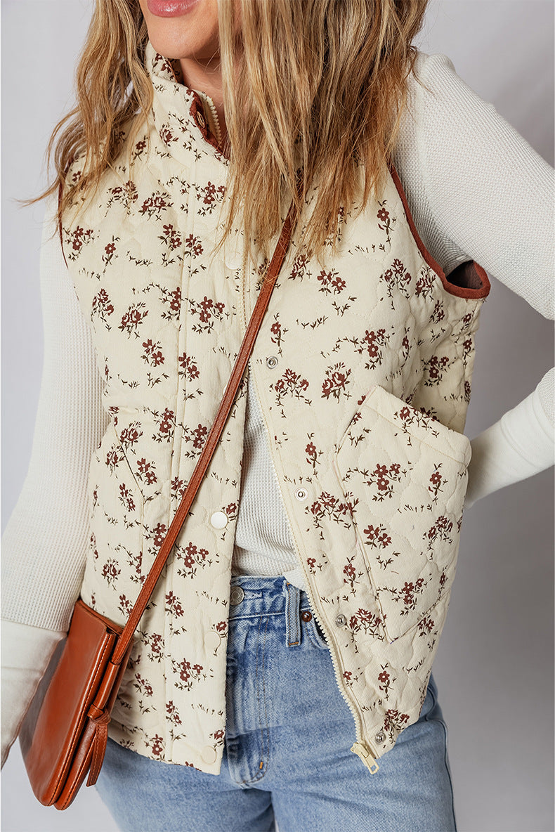 Romantic Floral Color Block Vest 3