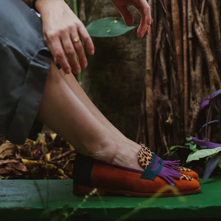 Vintage Leopard Tassel Mary Jane Loafers