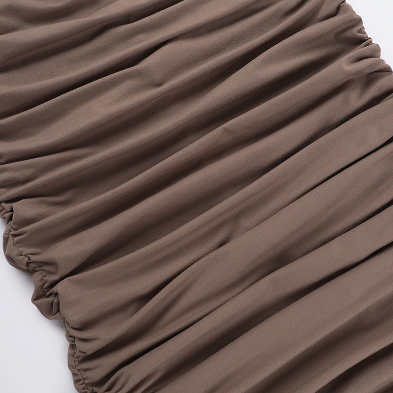 Faux-Fur Stole Off-Shoulder Ruched Bodycon Maxi Dress 19