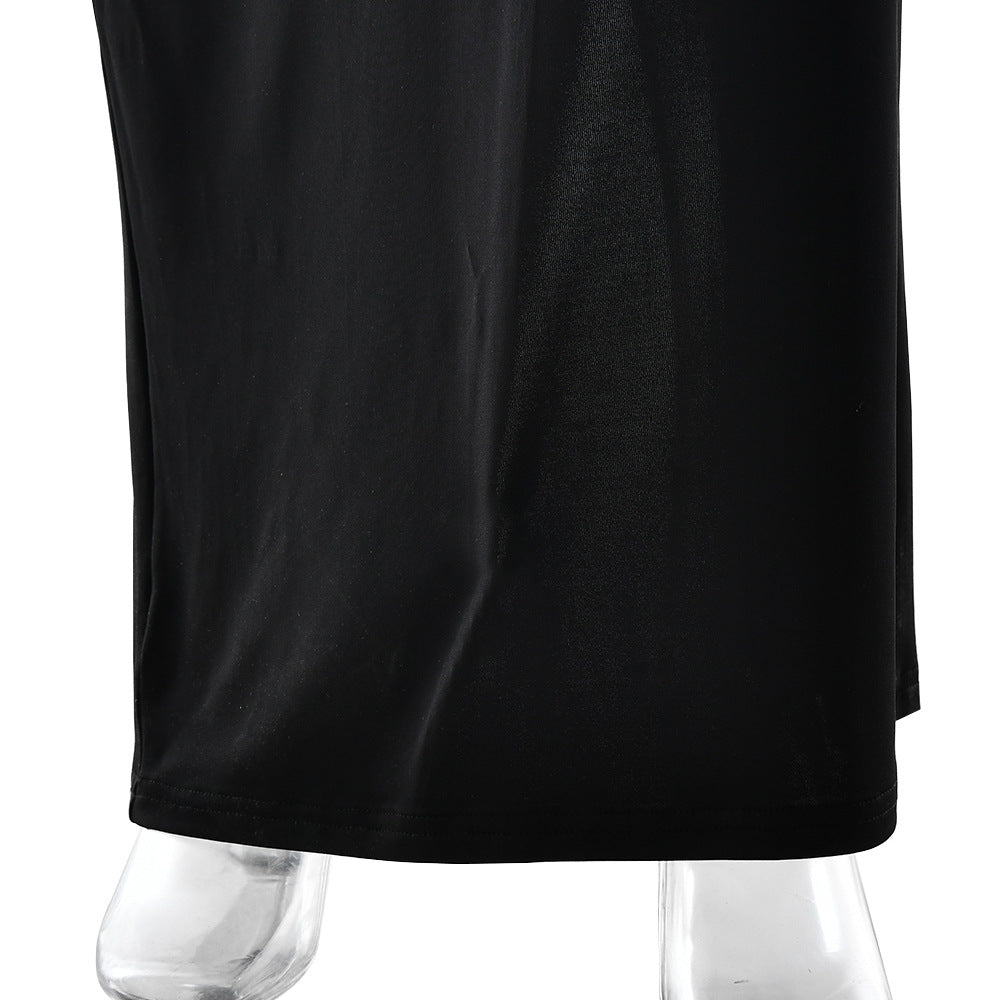 One-Shoulder Ruched Mesh-Cutout Column Maxi Gown 13