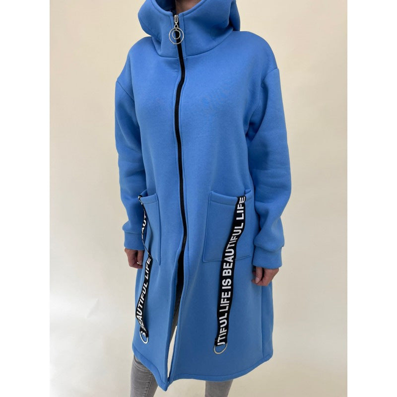 High Collar Hooded Sweatshirt Jacket with Chic Pockets