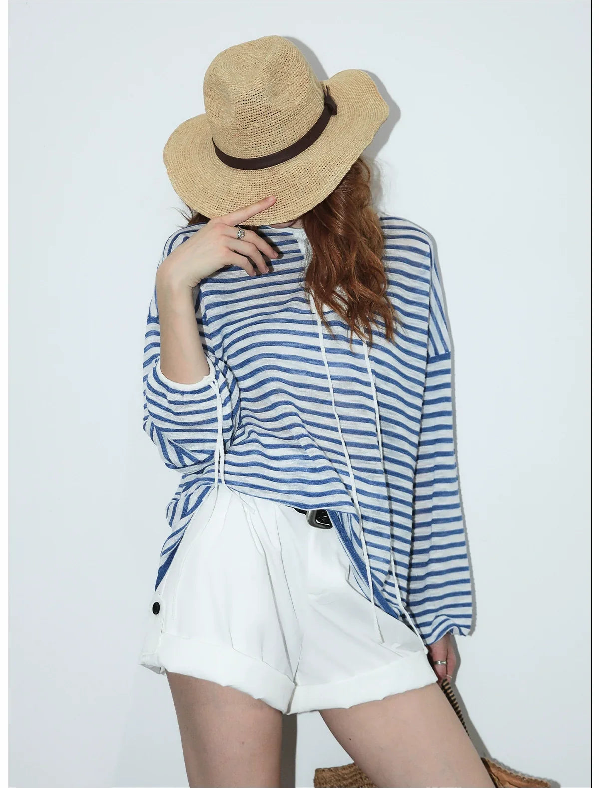 Nautical Lace-Up Striped Top