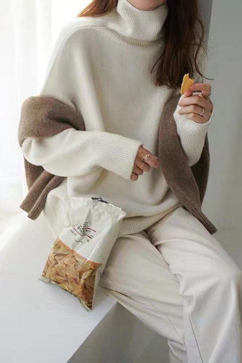ShoptheCIC Cozy Loose Fit Turtleneck Knitted Sweater